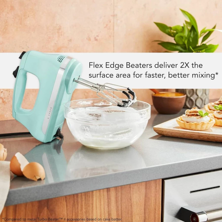 KitchenAid KHM6118 6-Speed Hand Mixer with Flex Edge Beaters for Effortless Baking and Mixing