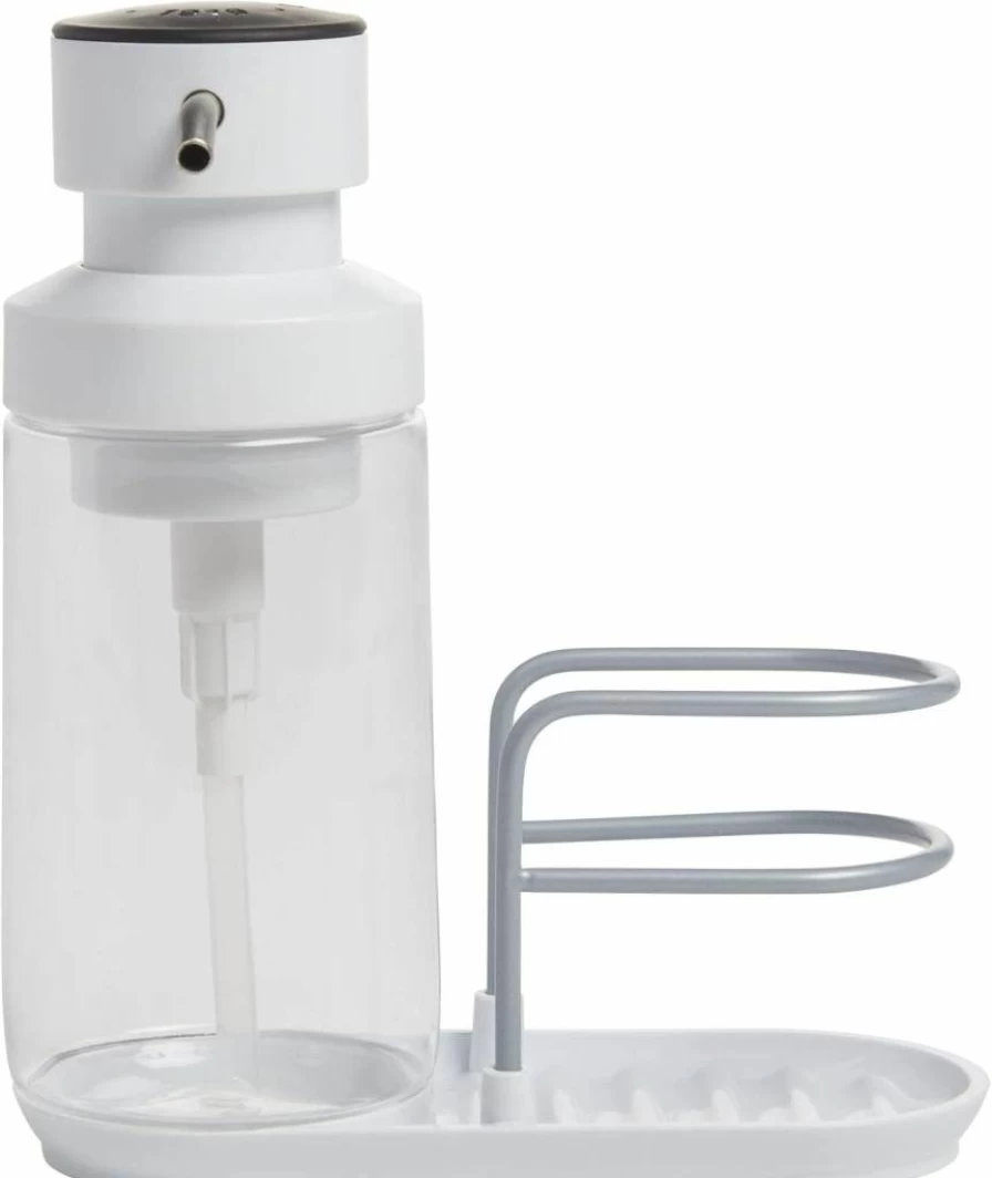 KitchenAid White 7-Inch Soap Dispenser and Sponge Holder for Kitchen Sink Organization