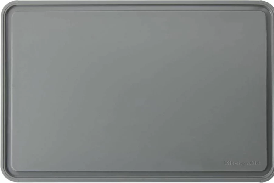 KitchenAid Classic 11x14 Inch Non-Slip Plastic Cutting Board with Perimeter Trench, Dishwasher Safe, Ink Blue for Kitchen Prep