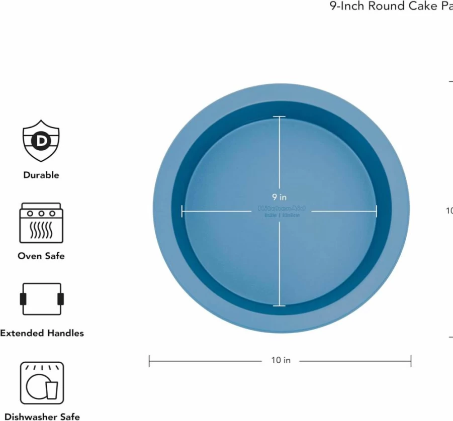 KitchenAid 9-Inch Nonstick Blue Velvet Round Cake Pan, Aluminized Steel Bakeware for Even Heating