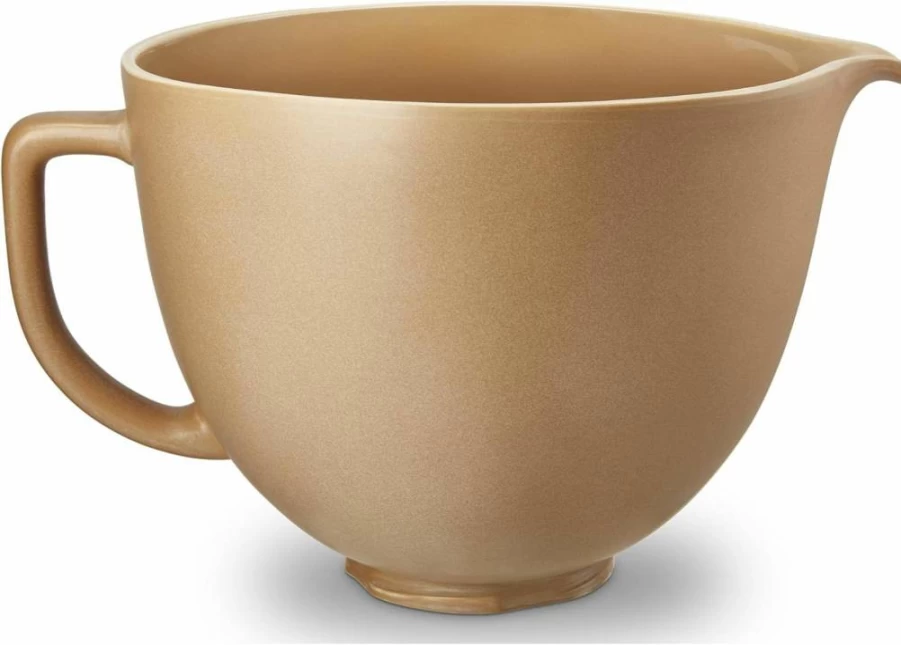 KitchenAid 5 Quart Ceramic Mixing Bowl Compatible with 4.5-5QT Tilt-Head Stand Mixers, Durable Fired Clay Design, Model KSM2CB5PFC