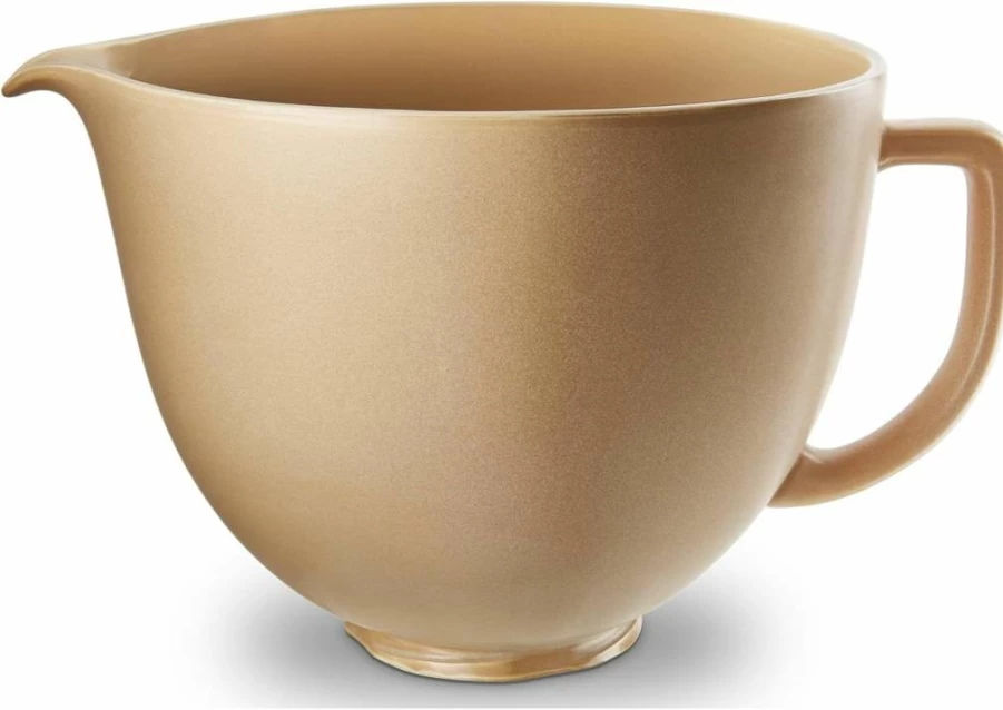 KitchenAid 5 Quart Ceramic Mixing Bowl Compatible with 4.5-5QT Tilt-Head Stand Mixers, Durable Fired Clay Design, Model KSM2CB5PFC