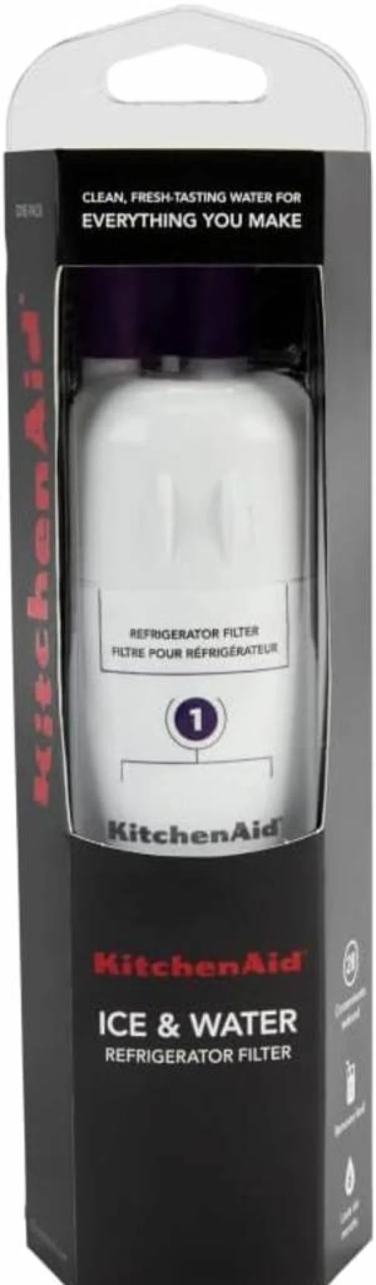 KitchenAid Refrigerator Water Filter Replacement KAD1RXD1, Compatible with KitchenAid Fridges, Single-Pack, Purple, Genuine OEM Part