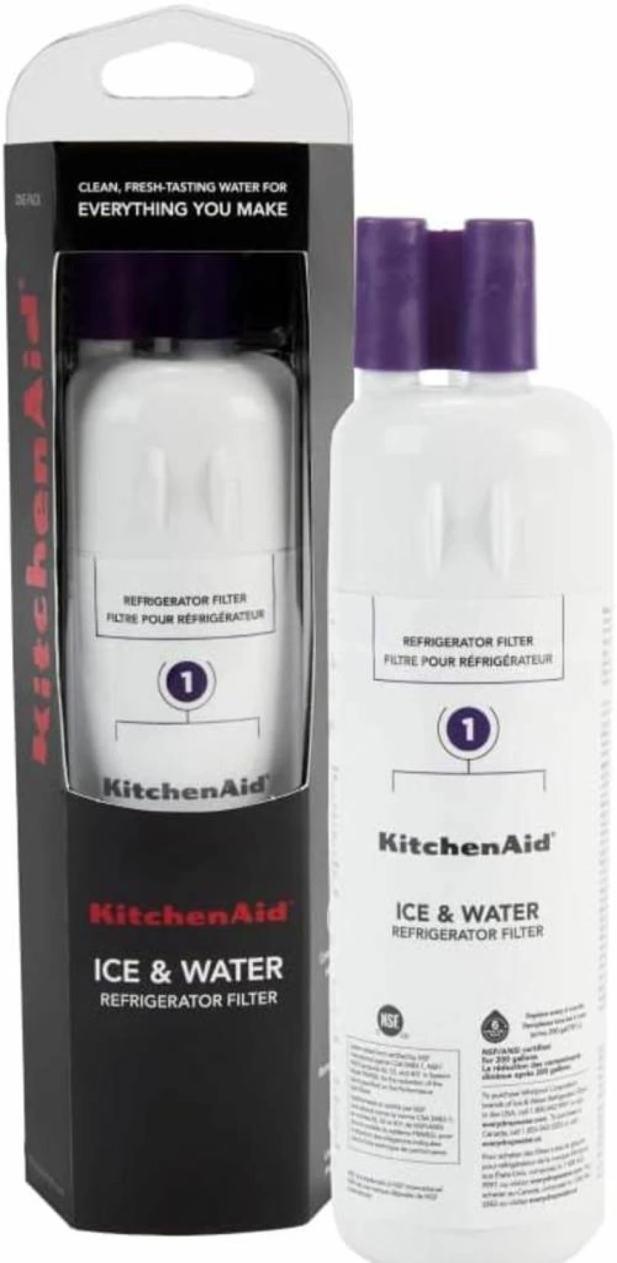 KitchenAid Refrigerator Water Filter Replacement KAD1RXD1, Compatible with KitchenAid Fridges, Single-Pack, Purple, Genuine OEM Part
