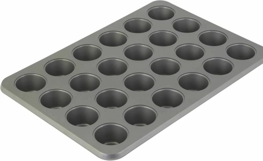 KitchenAid Nonstick Mini Muffin Pan, 24-Cup Aluminized Steel Bakeware for Even Heating, Durable & Easy Clean