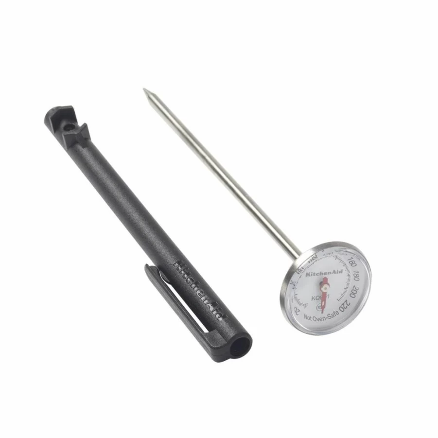 KitchenAid KQ901 Instant Read Meat Thermometer for Cooking, Grilling, and Baking – Fast 3-Second Reading, 20°F to 220°F Range, 1-Inch Dial, Black
