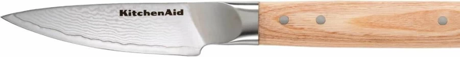 KitchenAid Aus-10 Damascus Steel 5.5-Inch Utility Knife with Pakkawood Handle - Premium Serrated Kitchen Knife for Professional Chefs
