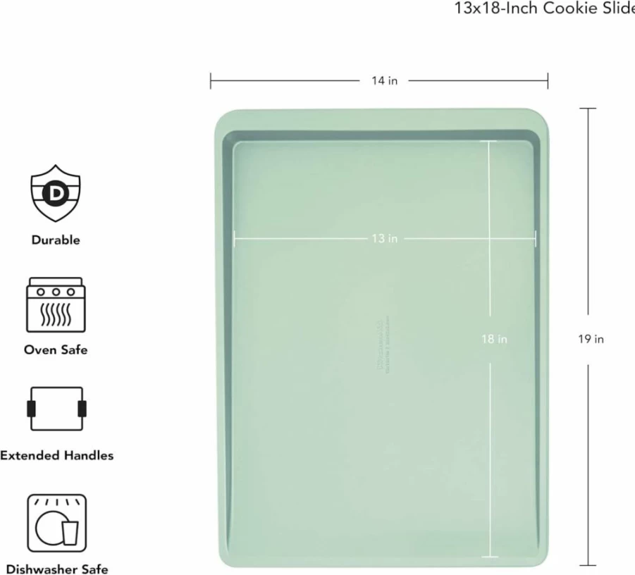 KitchenAid 10x15 Inch Nonstick Aluminized Steel Baking Sheet Pan, Durable Cookie Tray for Baking, Cooking & Roasting, Dishwasher Safe, Ink Blue