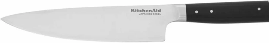 KitchenAid 8-Inch Chef Knife - High-Carbon Japanese Stainless Steel Blade, Forged Triple Rivet Handle, Includes Custom Blade Cover, Professional Sharp Kitchen Knife, Black