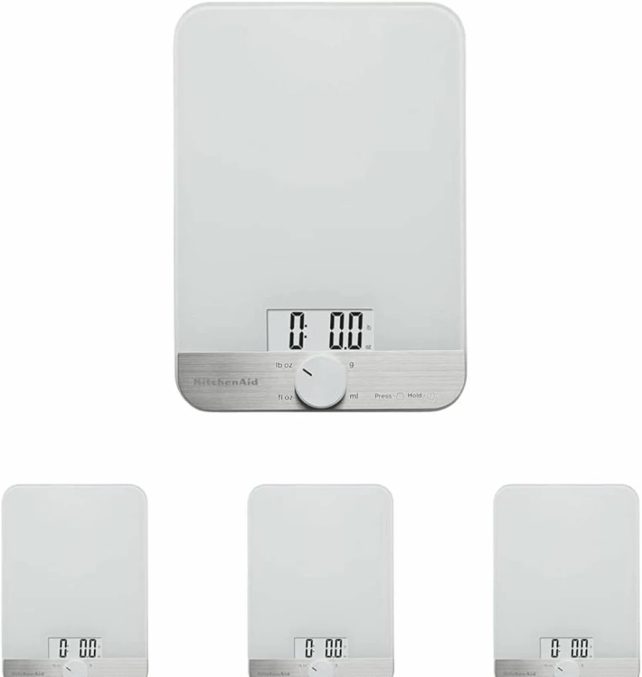 KitchenAid KQ908 Digital Kitchen Scale - 11 lbs Capacity, Precise Measurements in Ounces & Grams for Dry/Liquid Ingredients, Tempered Glass Surface, Black