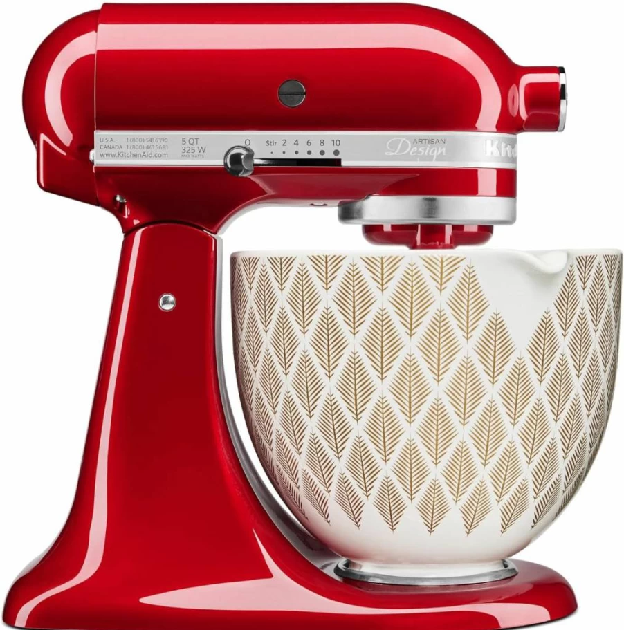 KitchenAid KSM2CB5PGC 5 Quart Ceramic Stand Mixer Bowl in Gold Conifer for Artisan Series Tilt-Head Mixers