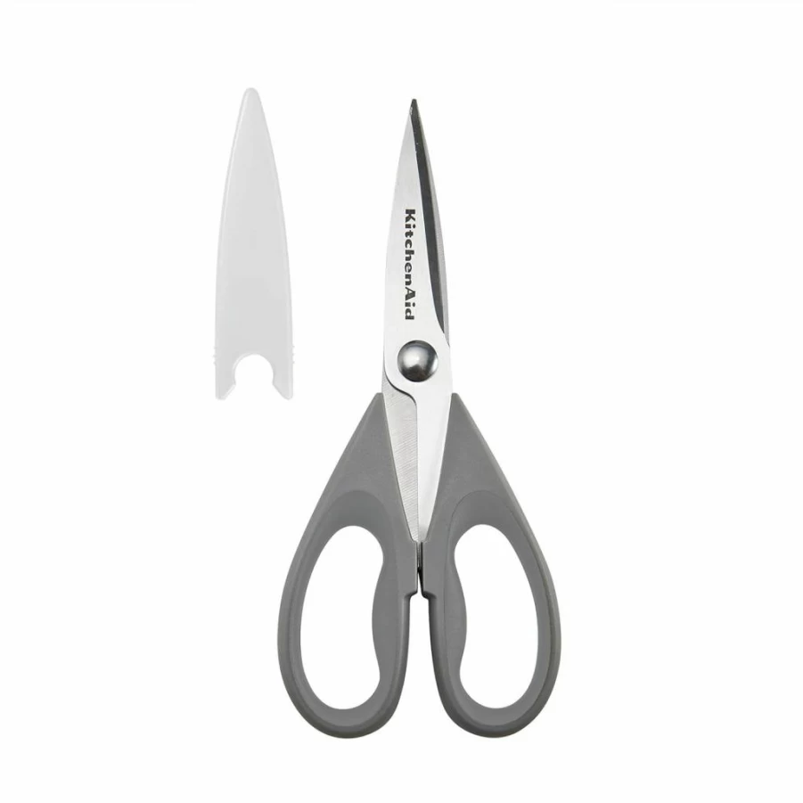 KitchenAid 8.72-Inch Stainless Steel Kitchen Shears with Soft Grip Handle, Dishwasher Safe, Includes Protective Sheath – Lavender Cream