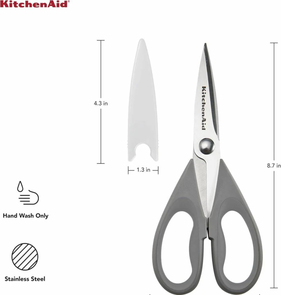 KitchenAid 8.72-Inch Stainless Steel Kitchen Shears with Soft Grip Handle, Dishwasher Safe, Includes Protective Sheath – Lavender Cream