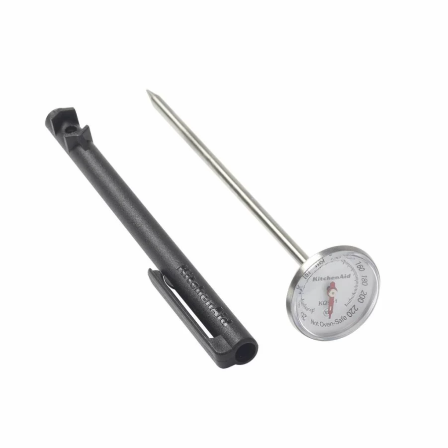 KitchenAid KQ901 Instant Read Meat Thermometer for Cooking, Grilling, and Baking – Fast, Accurate 20°F to 220°F Range – 1-Inch Dial – Black Kitchen Thermometer