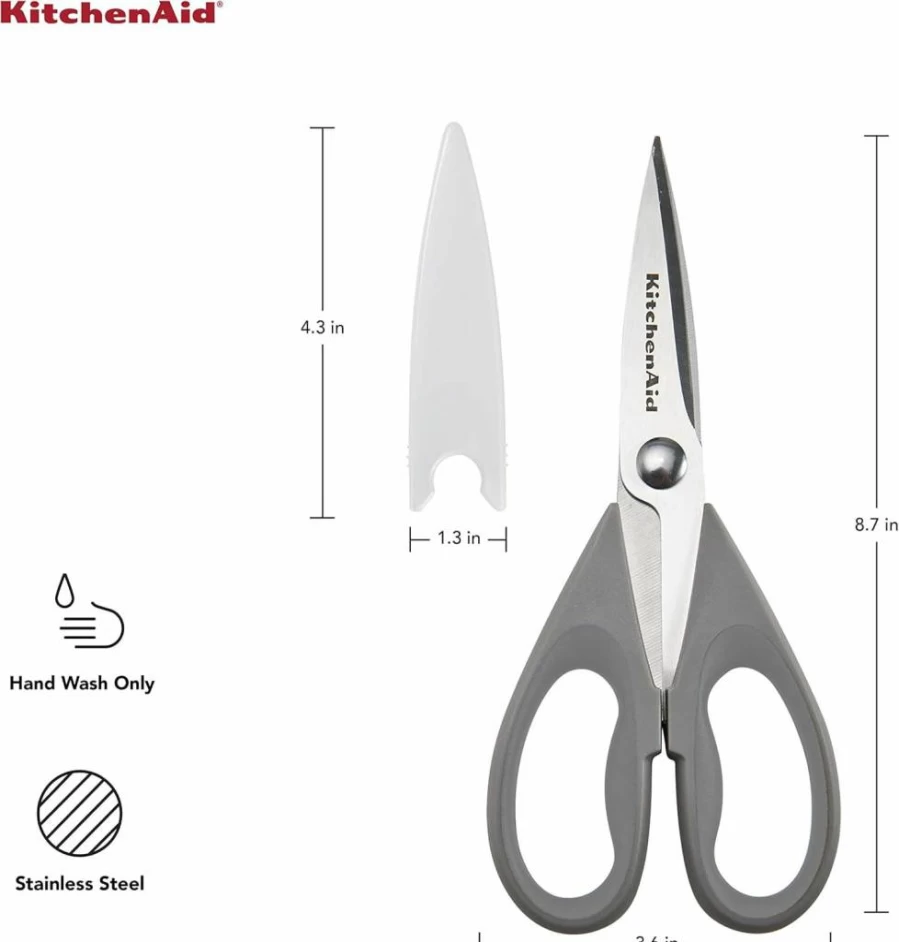 KitchenAid 8.72-Inch Stainless Steel Kitchen Shears with Soft Grip Handle, Dishwasher Safe, Includes Protective Sheath - Pistachio Color