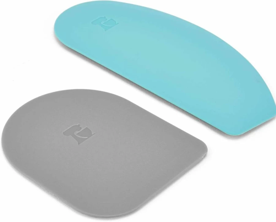 KitchenAid 2-Piece Bowl Scraper Set - Aqua Sky & Storm Grey - Durable Kitchen Utensils for Mixing & Baking