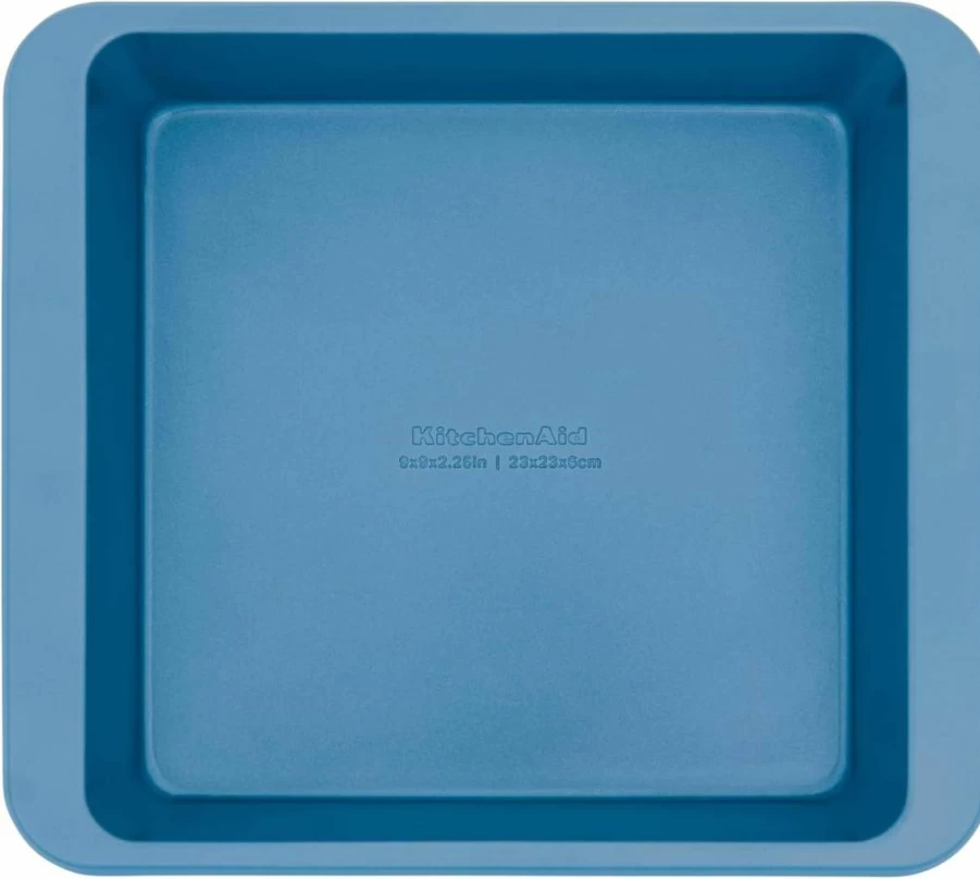 KitchenAid 9-Inch Nonstick Square Cake Pan - Aluminized Steel Baking Pan, Durable & Even Heating, Dishwasher Safe, Contour Silver