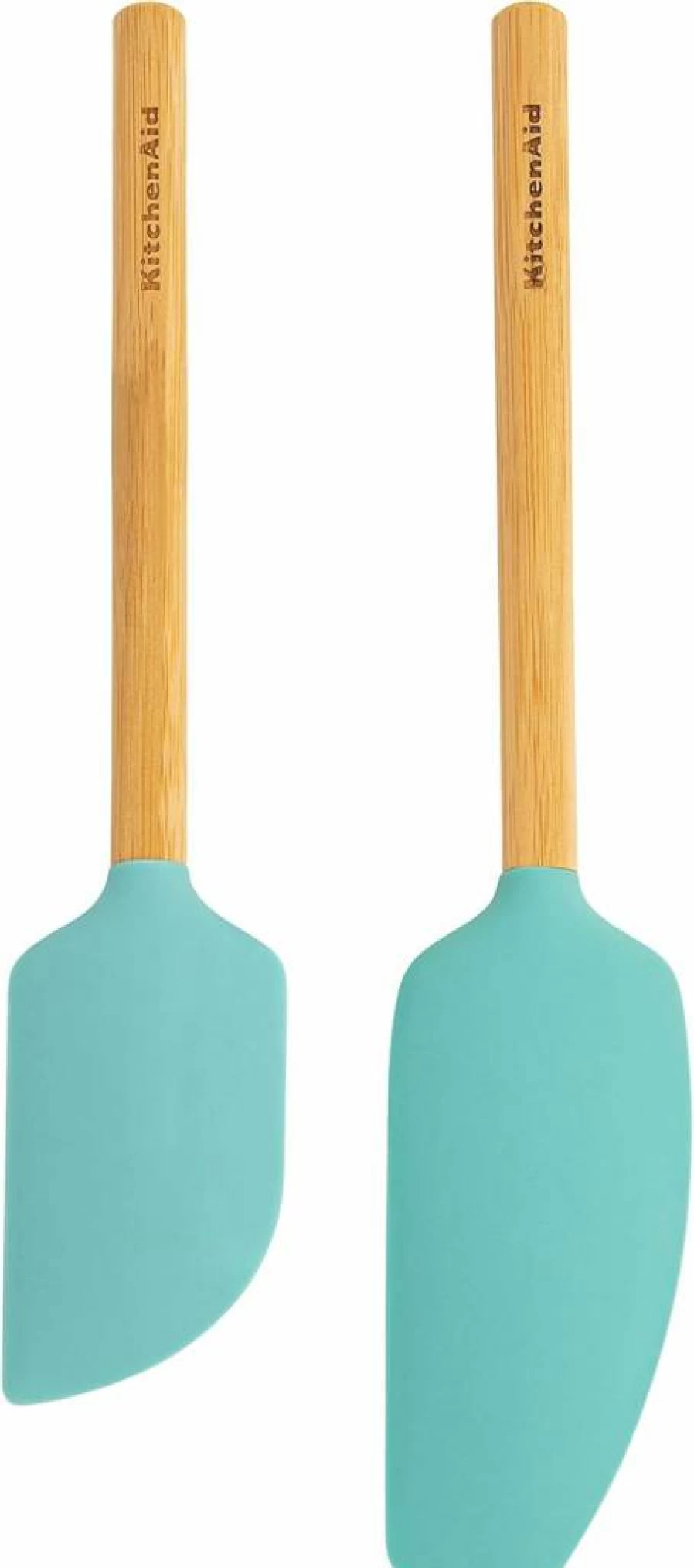KitchenAid Aqua Sky Bamboo Spatula Set - 2-Piece Eco-Friendly Wooden Utensils for Cooking & Baking