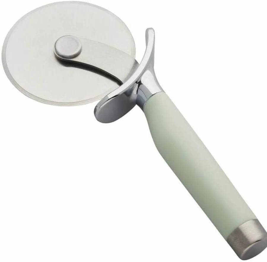 KitchenAid Stainless Steel Pizza Cutter with Sharp Blade, Safety Finger Guard, Comfort Grip, Dishwasher Safe for Easy Slicing Pizzas, Pies, Pastries - Black