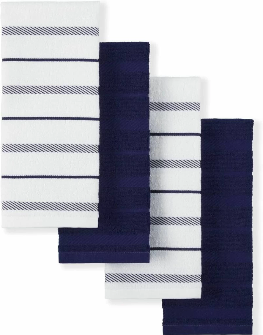 KitchenAid Albany 4-Pack Kitchen Towels, 16x26 Inches, Pistachio and White, Premium Dish Towels for Drying and Cleaning