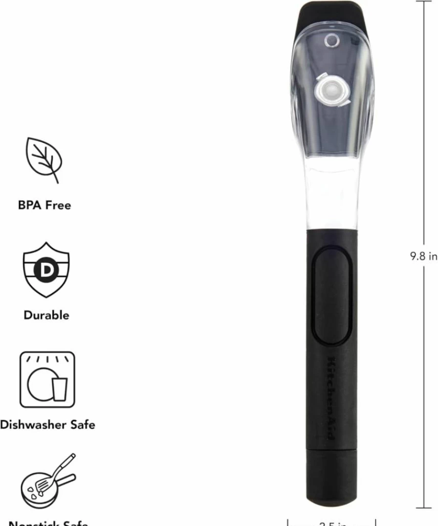 KitchenAid Soap Dispensing Sink Brush with Refillable Handle, Non-Slip Grip, and Durable Nylon Bristles for Tough Cleaning, Black