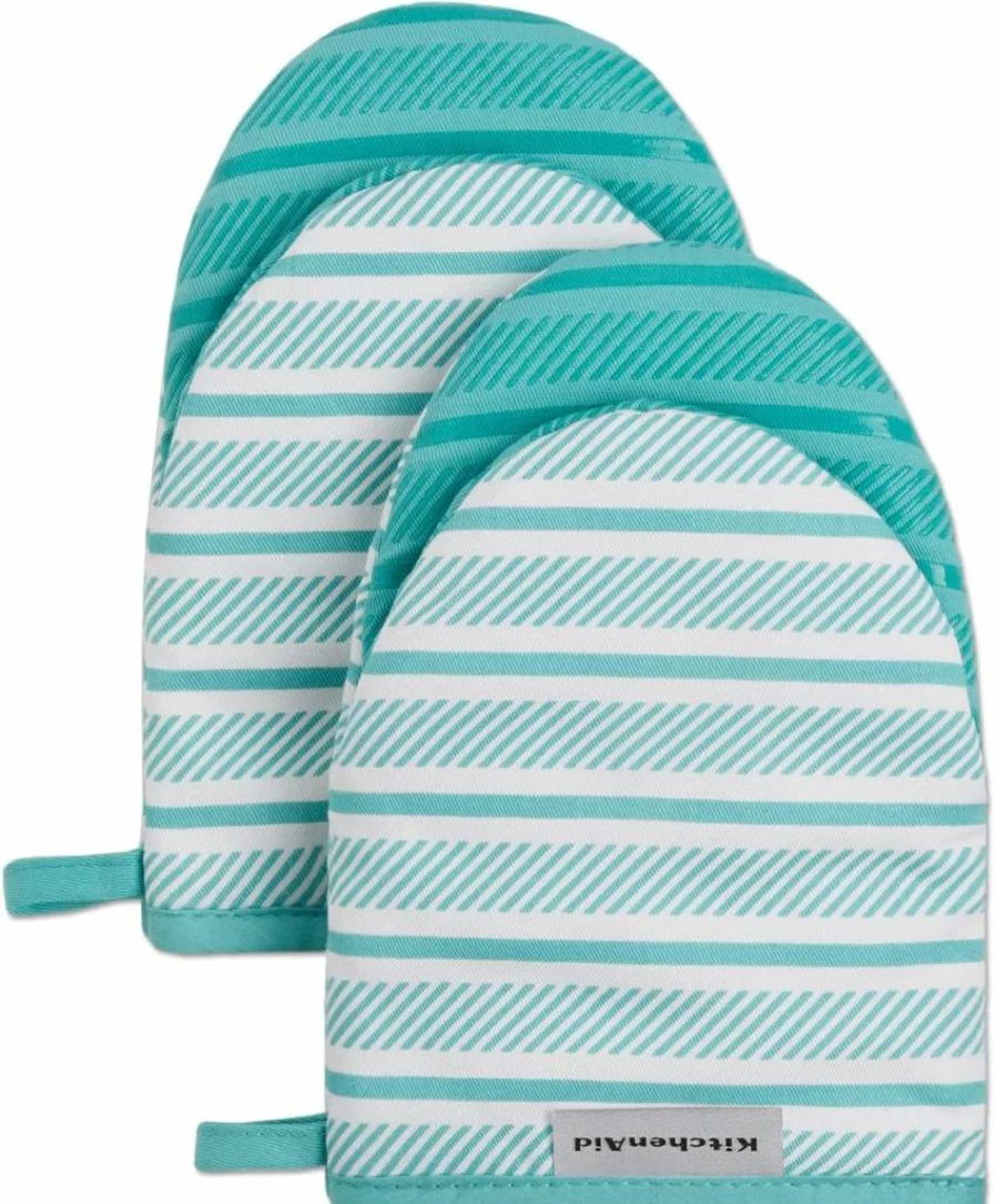 KitchenAid Mini Oven Mitts 2-Pack Set, Heat Resistant Kitchen Gloves, Milkshake Tan, 5.5 x 8 Inches for Baking and Cooking
