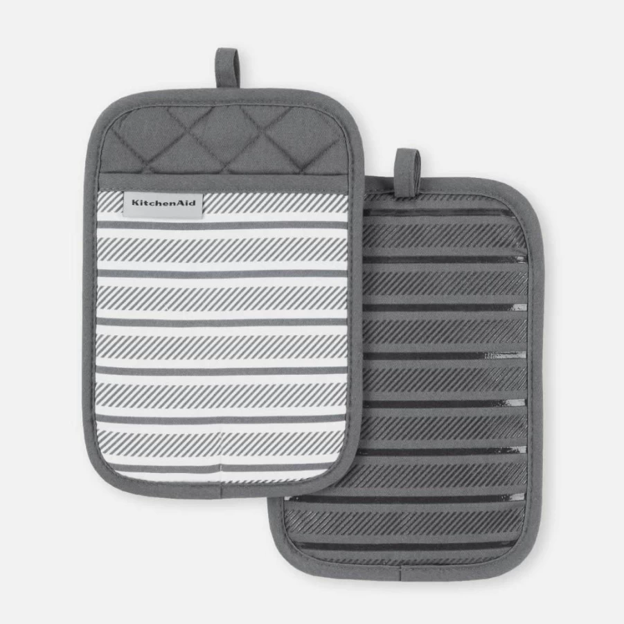 KitchenAid Albany 2-Pack Pot Holder Set, Heat-Resistant Milkshake Color, 7x10 Inches for Kitchen & Baking