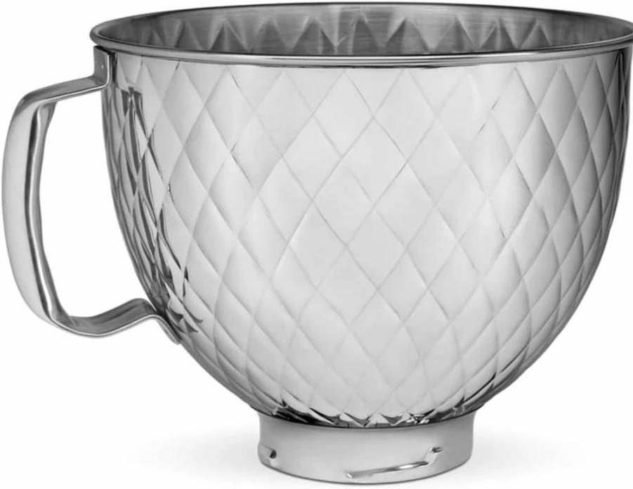 KitchenAid 5 Quart Stainless Steel Mixing Bowl - Compatible with 4.5-5QT Tilt-Head Stand Mixers (Model KSM5SSBQB), Durable Quilted Design