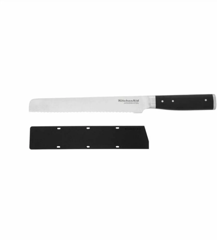 KitchenAid 8-Inch Slicing Knife, High-Carbon Japanese Stainless Steel Blade, Gourmet Forged Design with Triple Rivet Handle & Custom Blade Cover, Sharp Kitchen Knife for Precision Cutting
