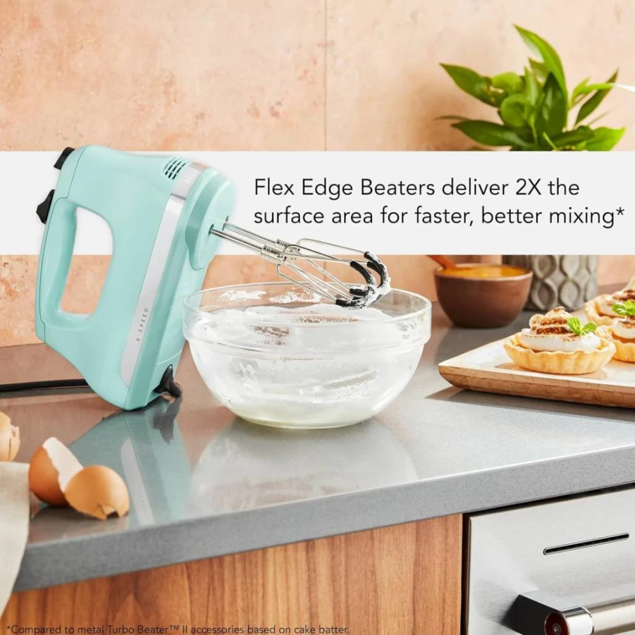 KitchenAid KHM6118 6-Speed Hand Mixer with Flex Edge Beaters - Powerful Electric Handheld Mixer for Baking & Cooking