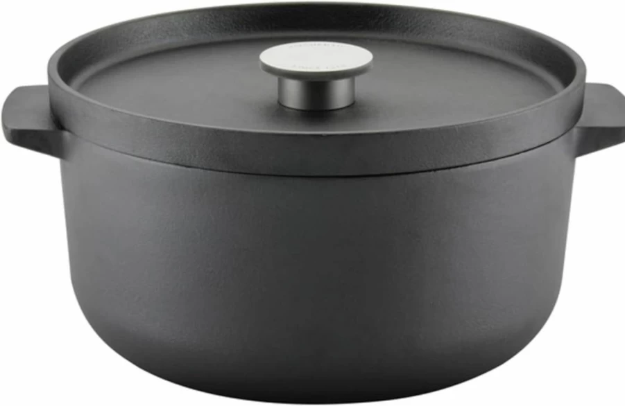KitchenAid 6 Quart Enameled Cast Iron Dutch Oven - Black Casserole Pot for Baking, Braising & Roasting