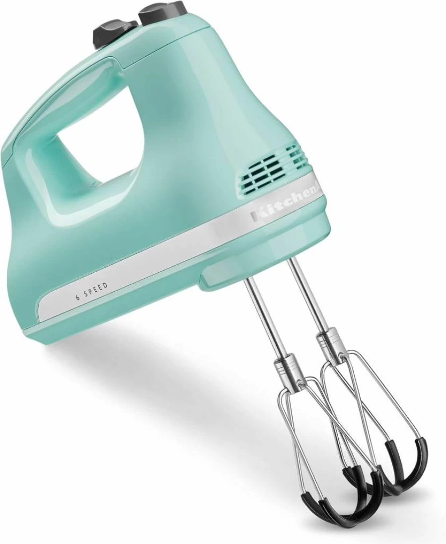 KitchenAid KHM6118 Empire Red 6-Speed Hand Mixer with Flex Edge Beaters - Powerful & Lightweight for Baking & Cooking