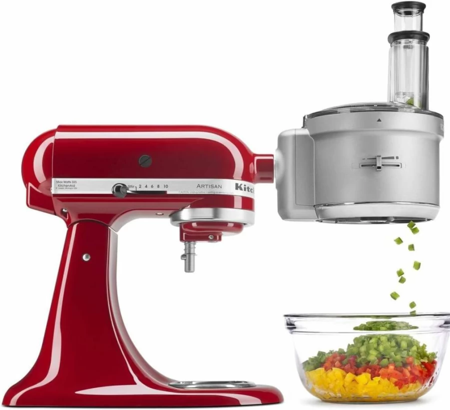 KitchenAid KSM2FPA Dicing Kit Attachment for Food Processor - Silver, Compatible with Stand Mixers