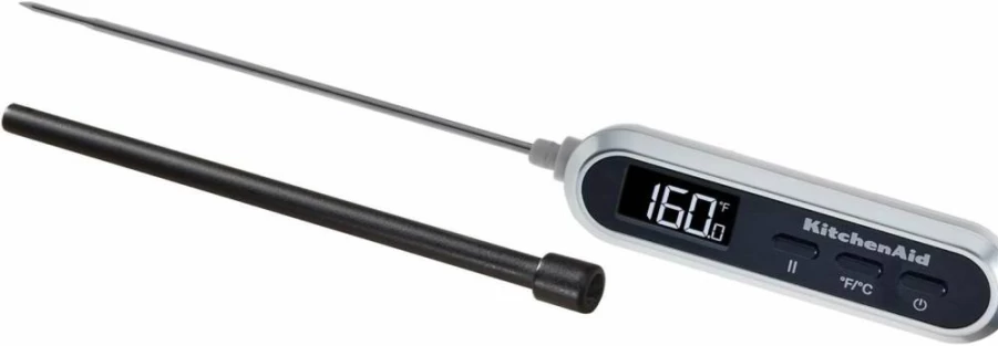 KitchenAid KQ905 Digital Food Thermometer with Rapid Response, -4°F to 482°F (-20°C to 250°C) Range, Instant Read for Cooking, Grilling, and Baking, Black