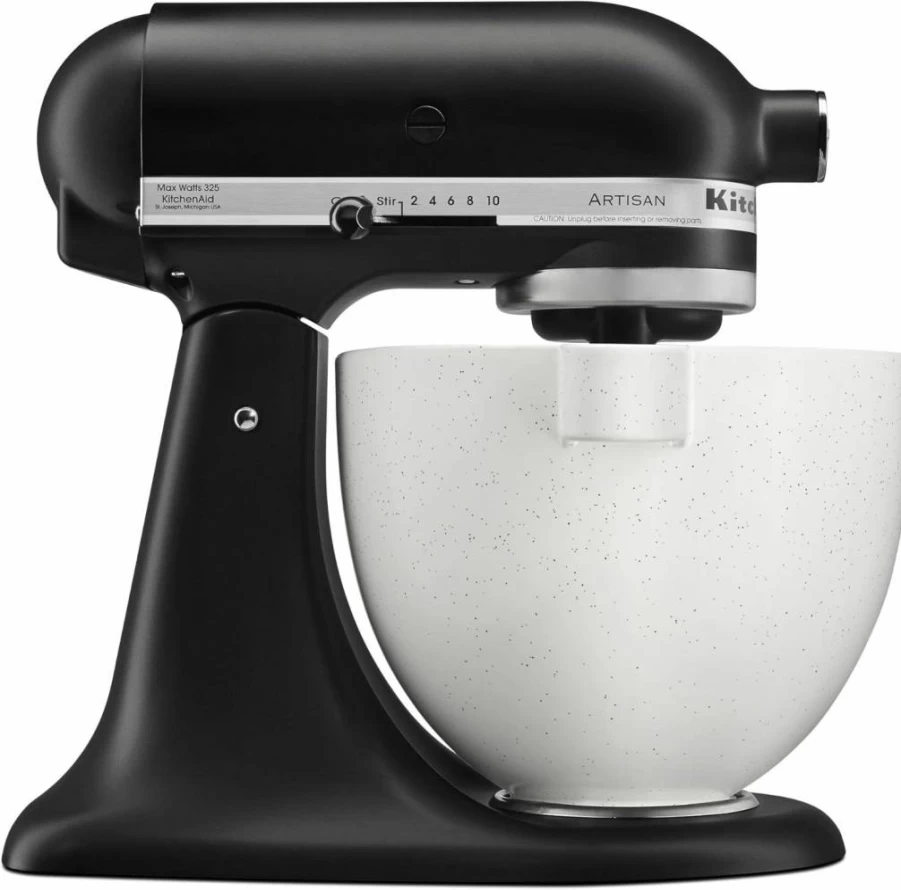 KitchenAid 5 Quart Ceramic Mixing Bowl Speckled Stone Design Compatible with 4.5-5QT Tilt-Head Stand Mixers KSM2CB5PSS