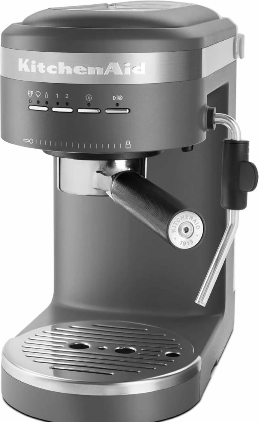 KitchenAid Kes6404 Semi-Automatic Espresso Machine with Milk Frother, Charcoal Grey - Compact Home Coffee Maker