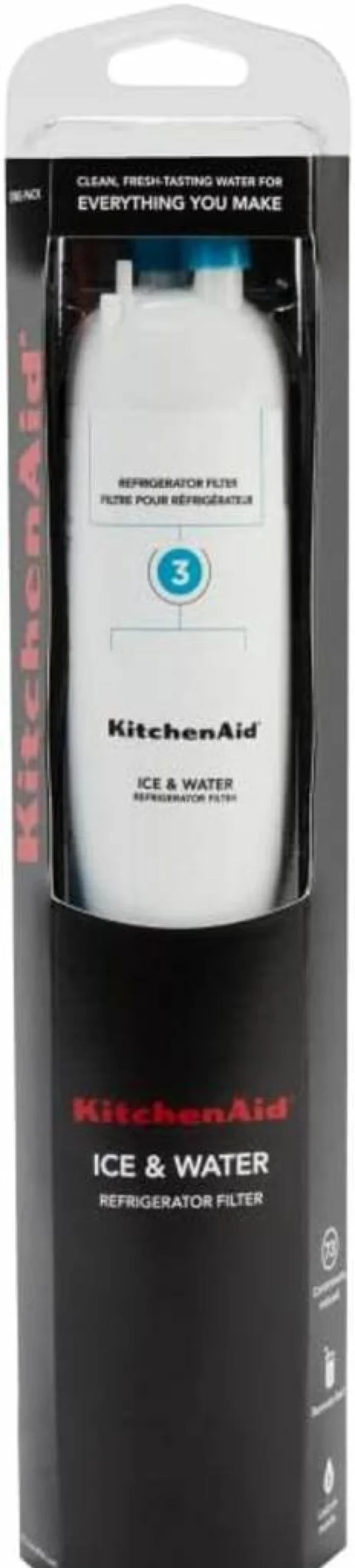 KitchenAid Refrigerator Water Filter KAD3RXD1, Single-Pack, Aqua Certified, Replacement for KitchenAid Ice and Water Filters