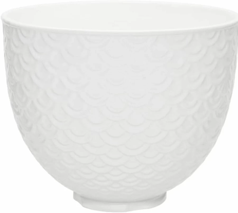 KitchenAid 5 Quart Ceramic Mixing Bowl Compatible with 4.5-5 Quart Tilt-Head Stand Mixers, White Mermaid Lace Design - KSM2CB5TWM
