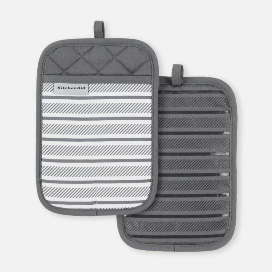KitchenAid Albany 2-Pack Oven Mitt Set, Heat Resistant Pot Holders, 7x10 Inches, Passion Red