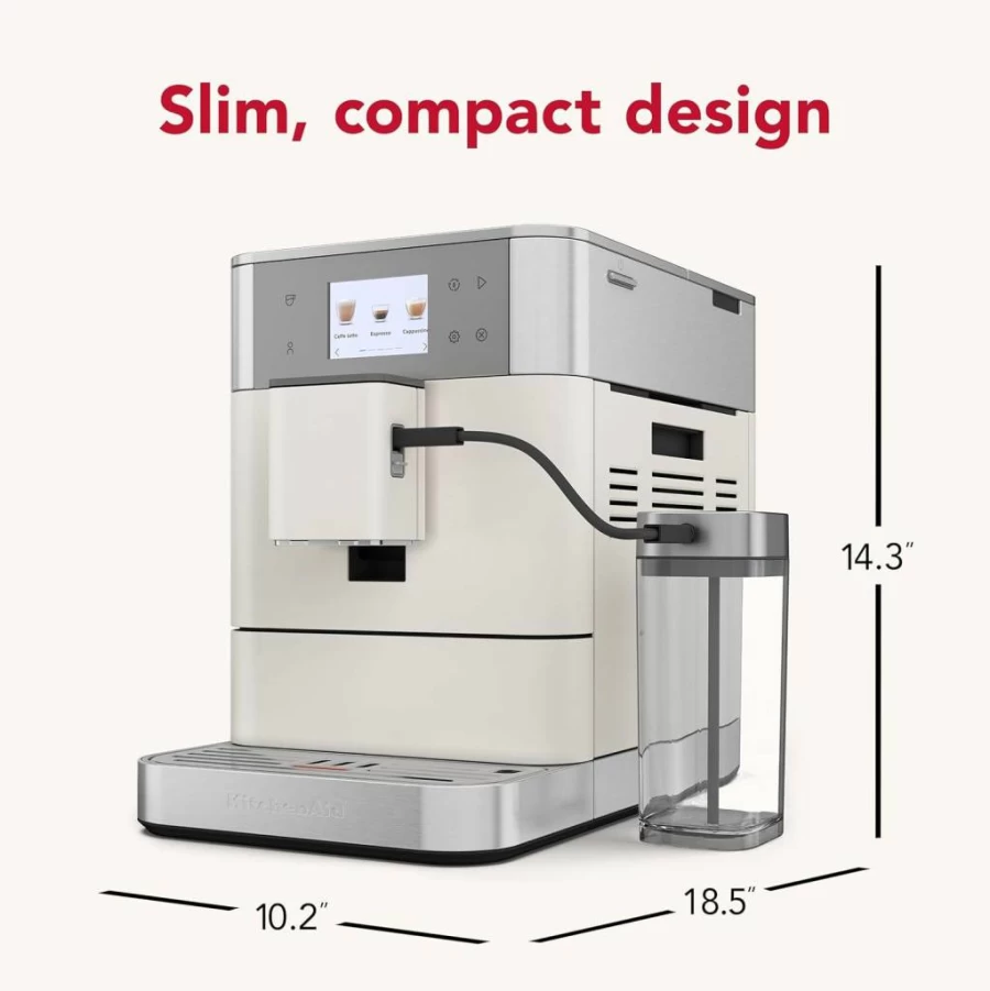 KitchenAid KF7 Kes8557 Fully Automatic Espresso Machine in Porcelain White – Barista-Grade Coffee Maker for Home Use