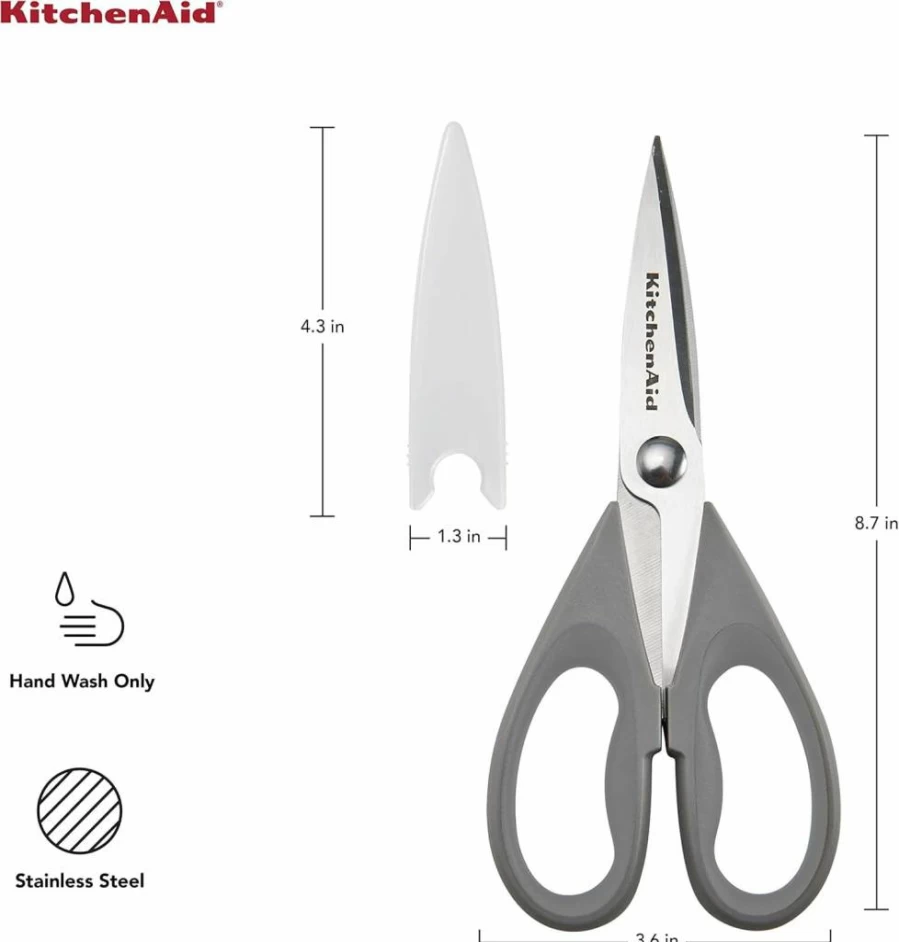 KitchenAid 8.72-Inch Stainless Steel Kitchen Shears with Soft Grip Handle, Dishwasher Safe, All-Purpose Cooking Scissors, Red