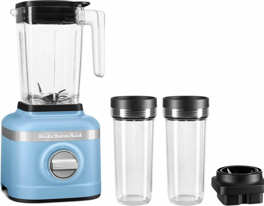 KitchenAid KSB1332Y 3-Speed Blender with Ice Crushing, 48 Oz Pitcher & 2 Personal Jars, Blue Velvet Countertop Blender for Smoothies & Shakes