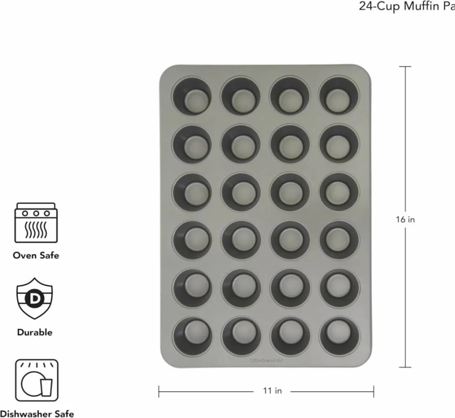 KitchenAid 12-Cup Nonstick Muffin Pan, Aluminized Steel, Pistachio Green, Cupcake Baking Sheet for Oven