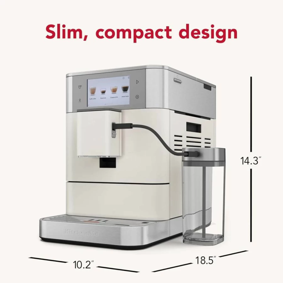 KitchenAid KF8 Fully Automatic Espresso Machine with Milk Frother & Plant-Based Milk Settings, Juniper (KES8558JP) - Compact Barista System for Home Coffee Brewing