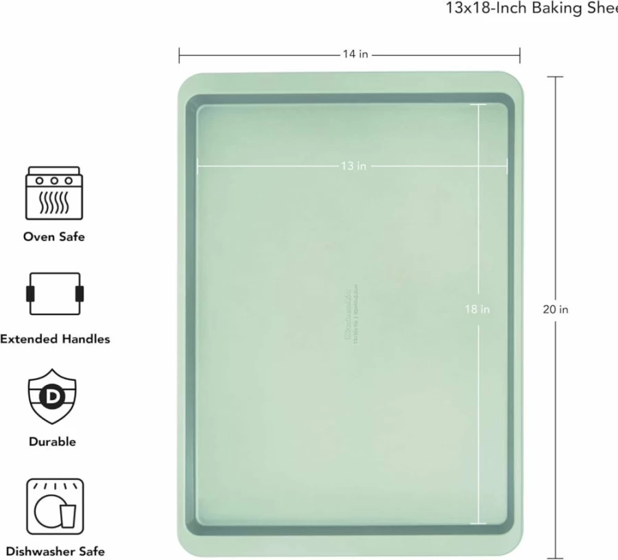 KitchenAid Nonstick Aluminized Steel Baking Pan 9x13 Inch Blue Velvet Cookie Sheet for Oven, Roasting & Baking