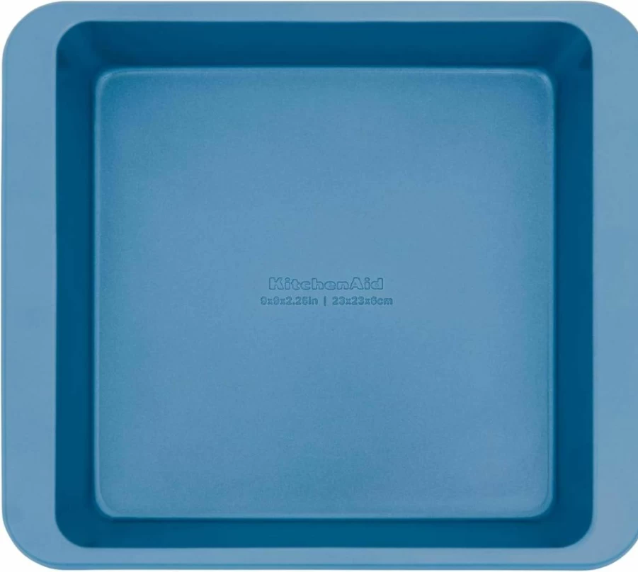 KitchenAid 9-Inch Nonstick Square Cake Pan, Aluminized Steel Baking Pan, Durable & Easy Clean, Silver