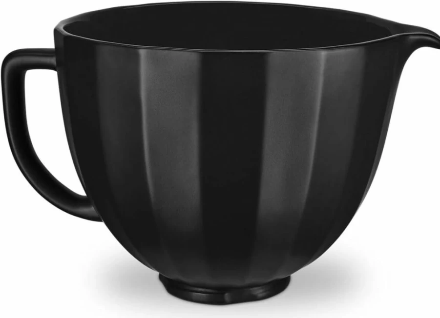 KitchenAid 5 Quart Ceramic Mixing Bowl Compatible with 4.5-5QT Tilt-Head Stand Mixers (KSM2CB5PBS) - Durable Black Shell Replacement Bowl for KitchenAid Mixers