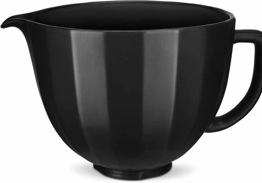 KitchenAid 5 Quart Ceramic Mixing Bowl Compatible with 4.5-5QT Tilt-Head Stand Mixers (KSM2CB5PBS) - Durable Black Shell Replacement Bowl for KitchenAid Mixers