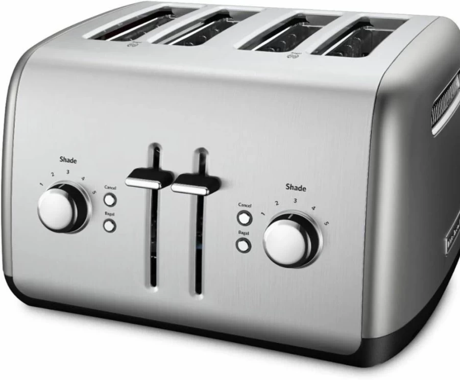 KitchenAid KMT4115 Contour Silver 4-Slice Toaster with High-Lift Lever for Easy Retrieval