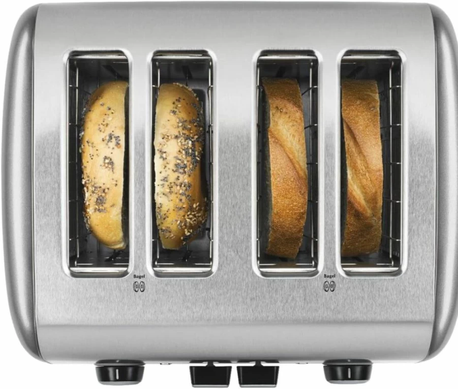 KitchenAid KMT4115 Contour Silver 4-Slice Toaster with High-Lift Lever for Easy Retrieval